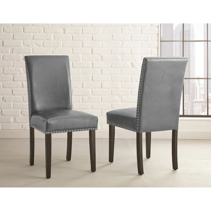 Chaises de salle à manger en similicuir avec rivets (lot de 2)