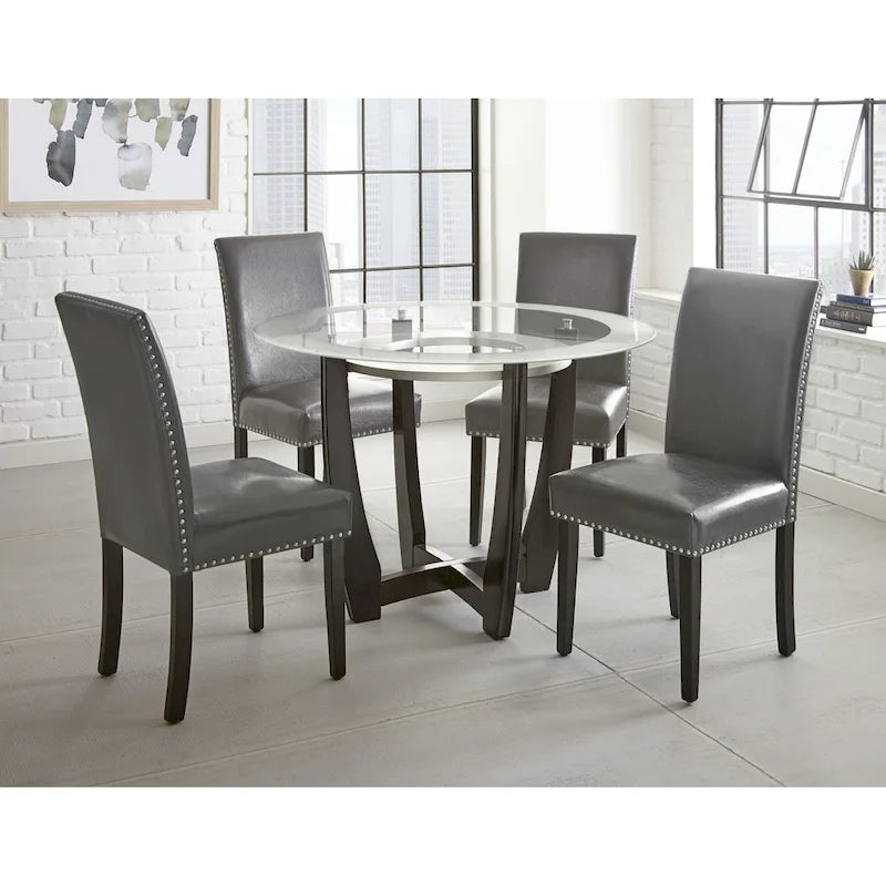 Chaises de salle à manger en similicuir avec rivets (lot de 2)