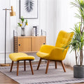 Fauteuil capitonné en velours avec repose-pieds