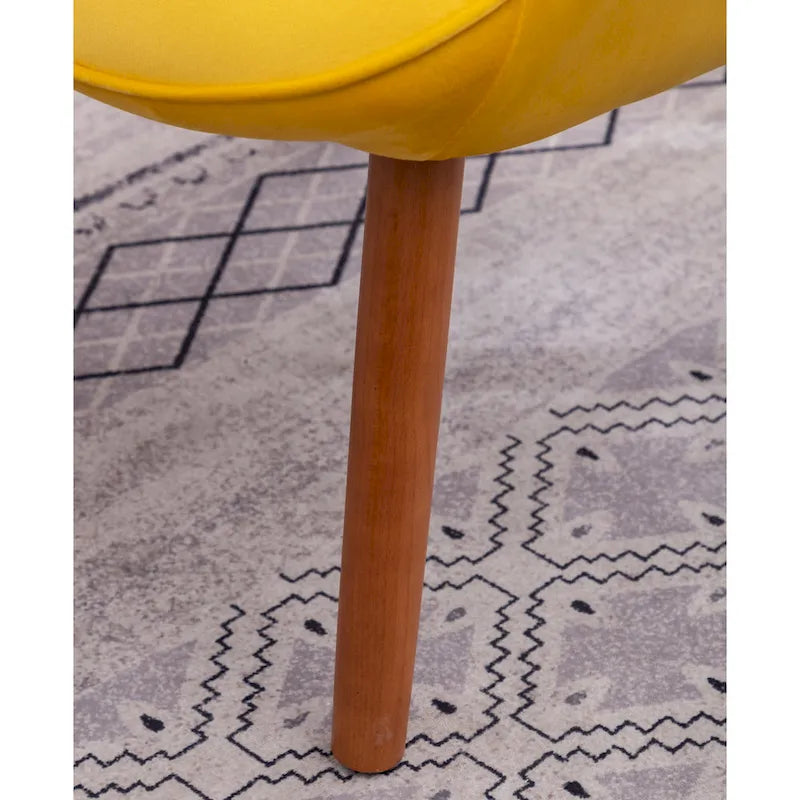 Fauteuil capitonné en velours avec repose-pieds