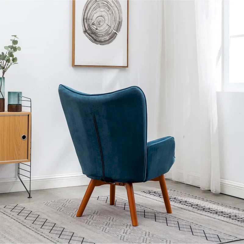 Fauteuil capitonné en velours avec repose-pieds
