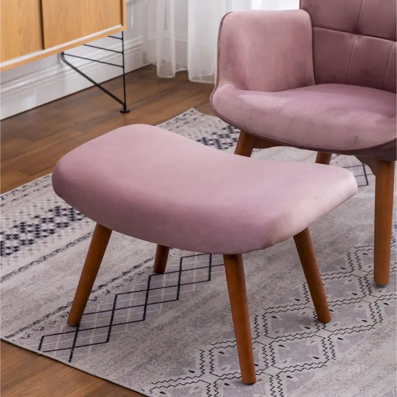 Fauteuil capitonné en velours avec repose-pieds