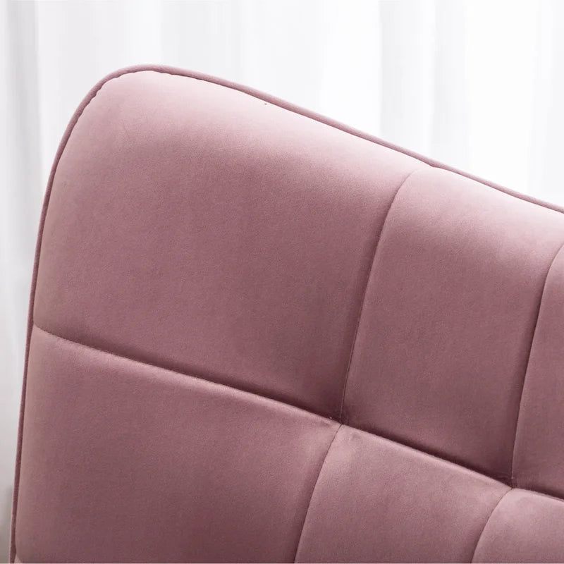 Fauteuil capitonné en velours avec repose-pieds