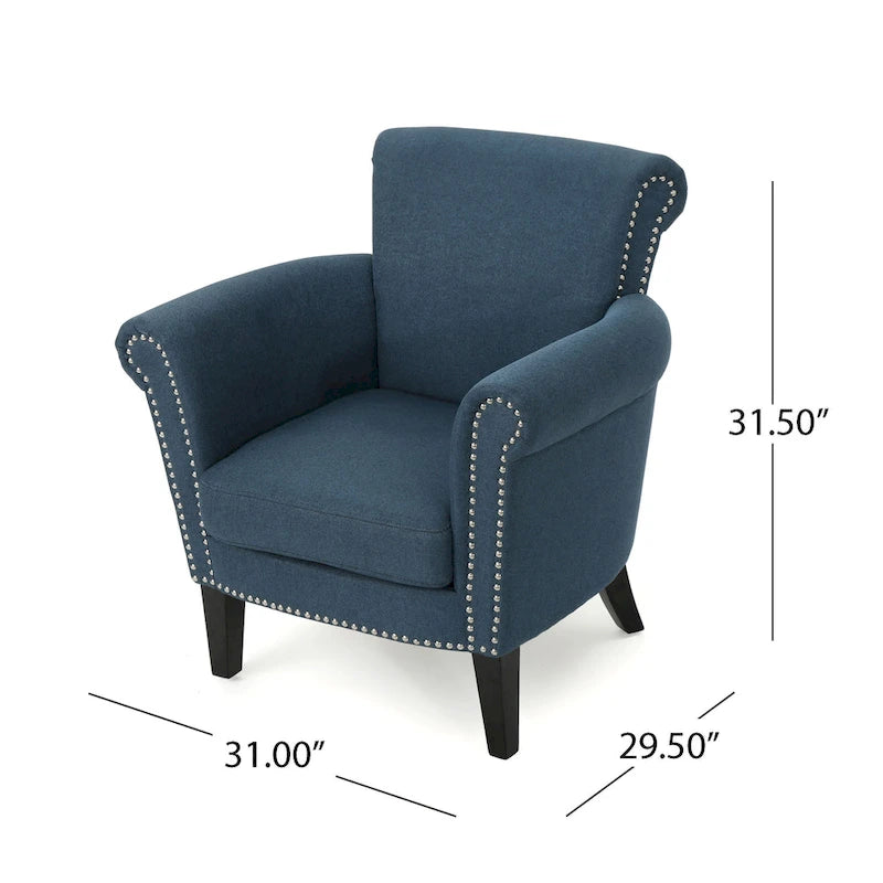 Fauteuil club moderne à oreilles, orné de détails cloutés