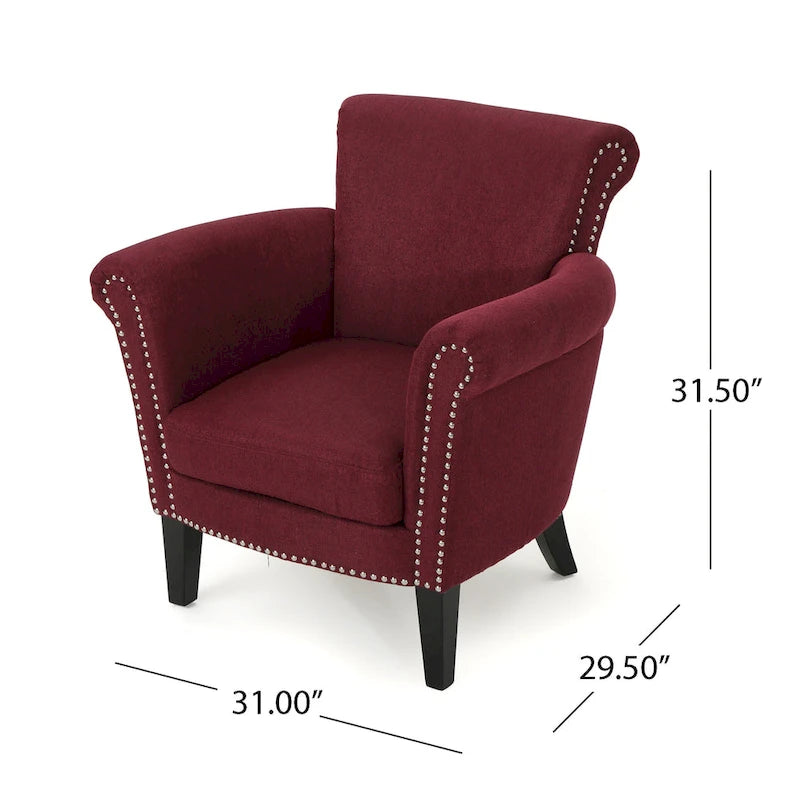 Fauteuil club moderne à oreilles, orné de détails cloutés