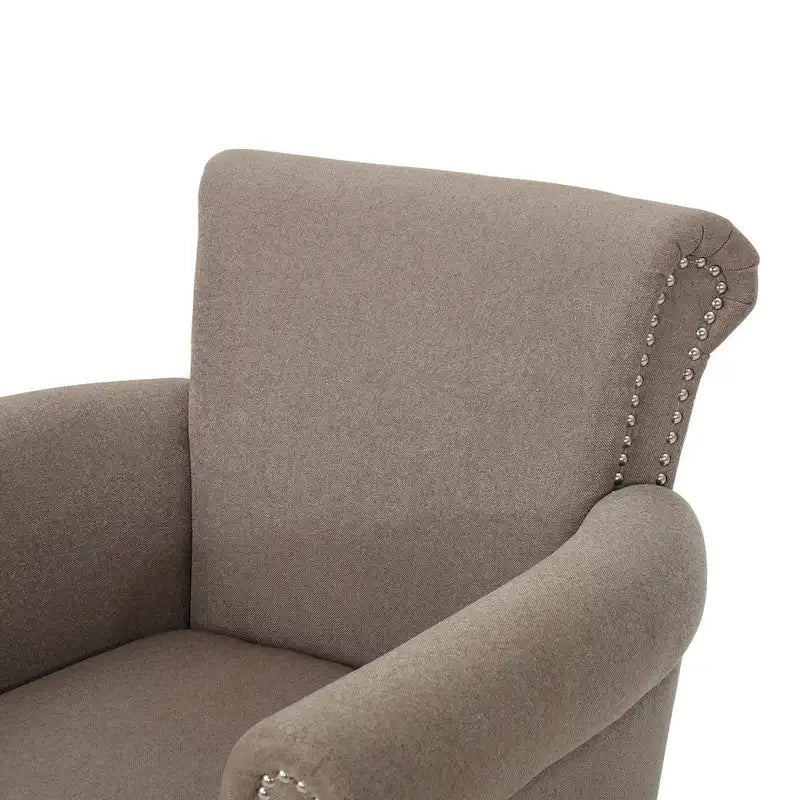 Fauteuil club moderne à oreilles, orné de détails cloutés