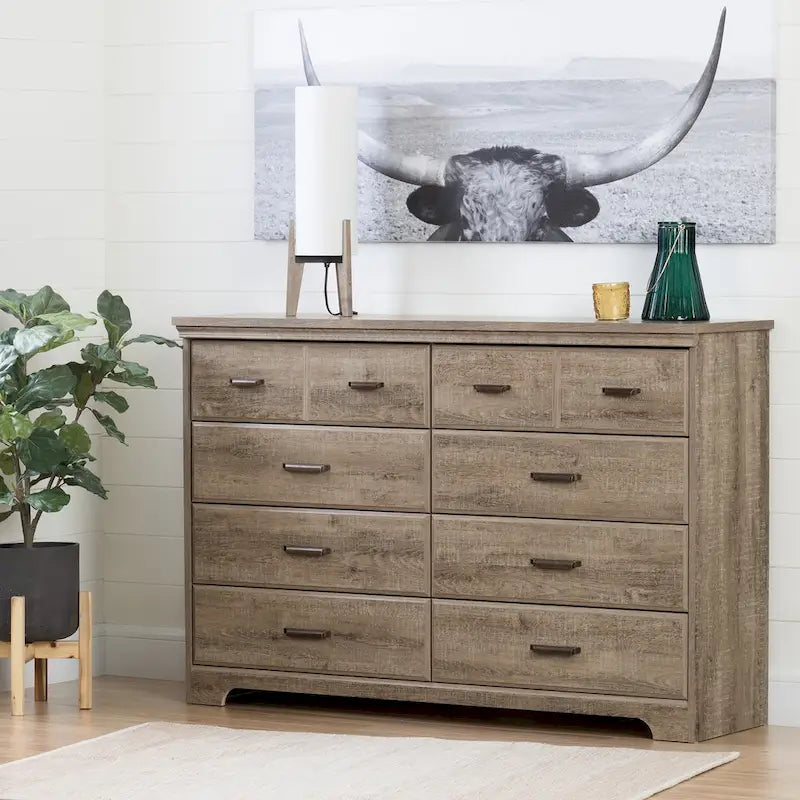 Commode double à 8 tiroirs de style campagnard