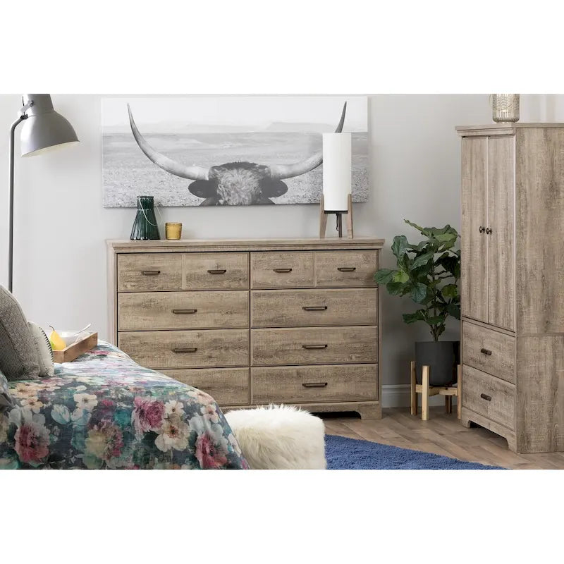 Commode double à 8 tiroirs de style campagnard