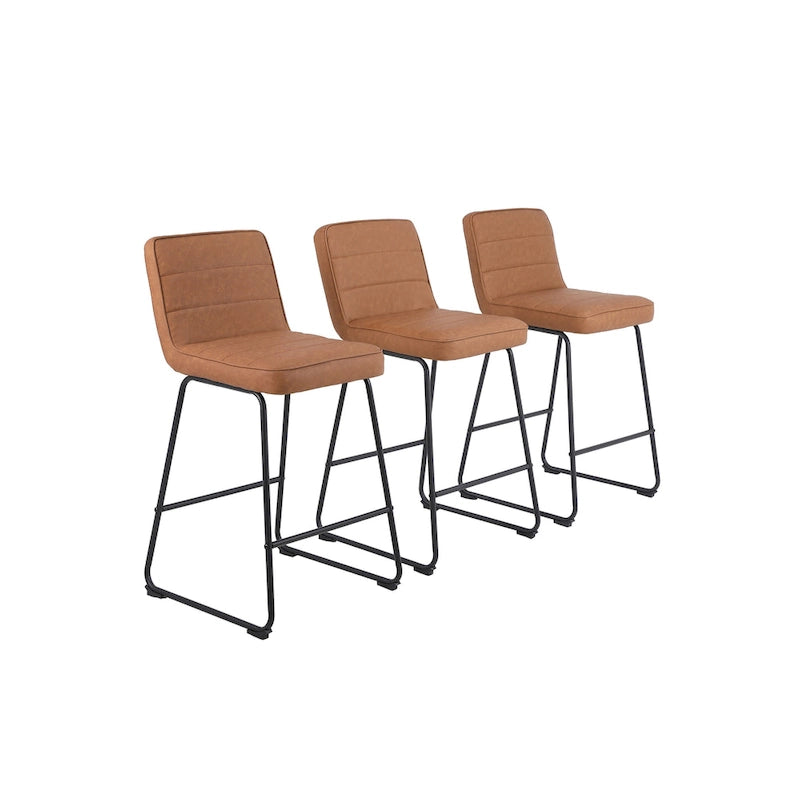 Ensemble de trois tabourets de bar modernes et rembourrés