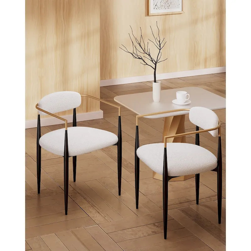 Un ensemble de deux chaises de salle à manger et de fauteuils en velours modernes.