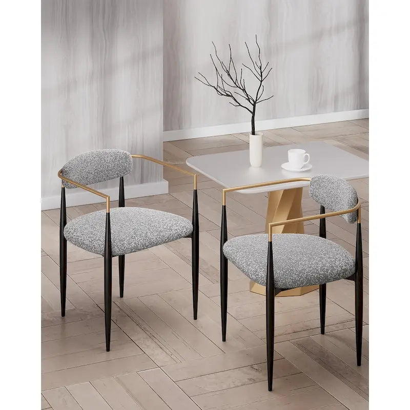 Un ensemble de deux chaises de salle à manger et de fauteuils en velours modernes.