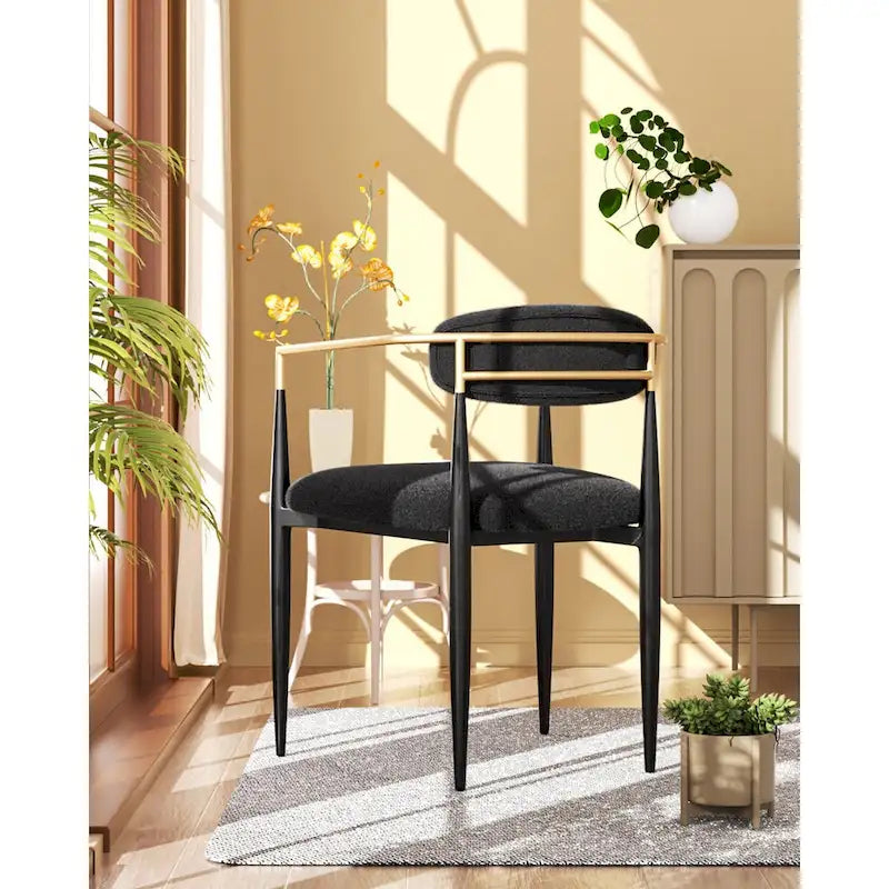 Un ensemble de deux chaises de salle à manger et de fauteuils en velours modernes.