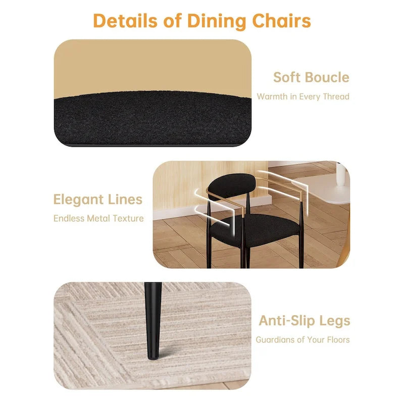 Un ensemble de deux chaises de salle à manger et de fauteuils en velours modernes.