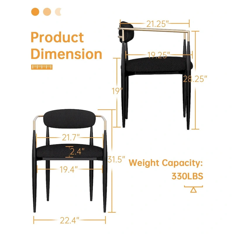Un ensemble de deux chaises de salle à manger et de fauteuils en velours modernes.