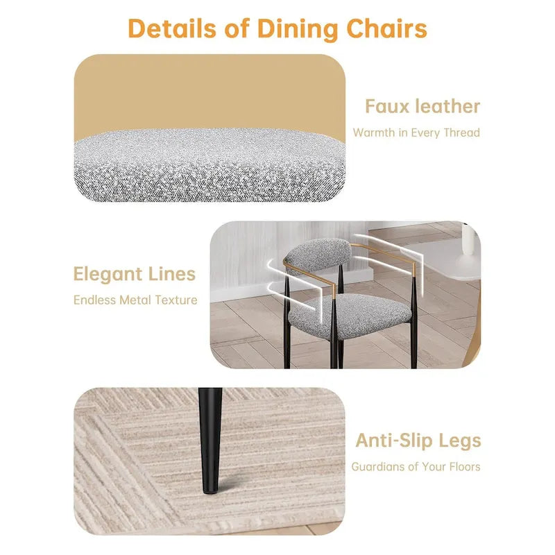 Un ensemble de deux chaises de salle à manger et de fauteuils en velours modernes.