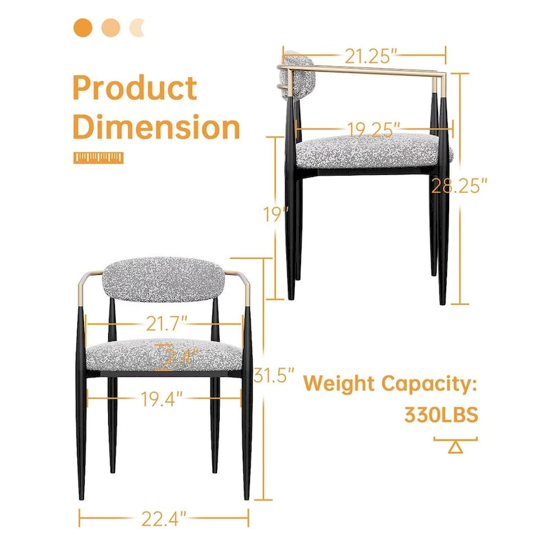 Un ensemble de deux chaises de salle à manger et de fauteuils en velours modernes.