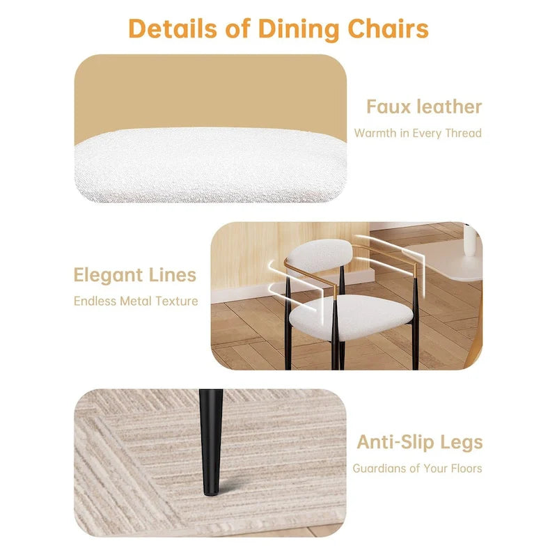 Un ensemble de deux chaises de salle à manger et de fauteuils en velours modernes.