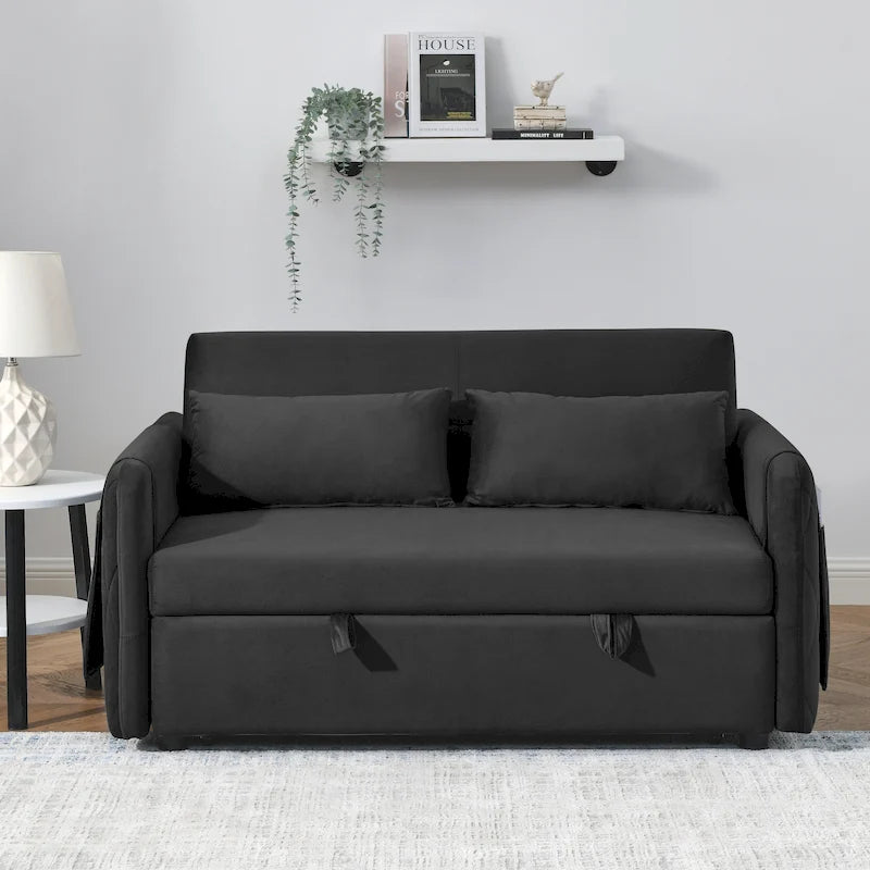 Canapé convertible moderne en velours avec 2 oreillers