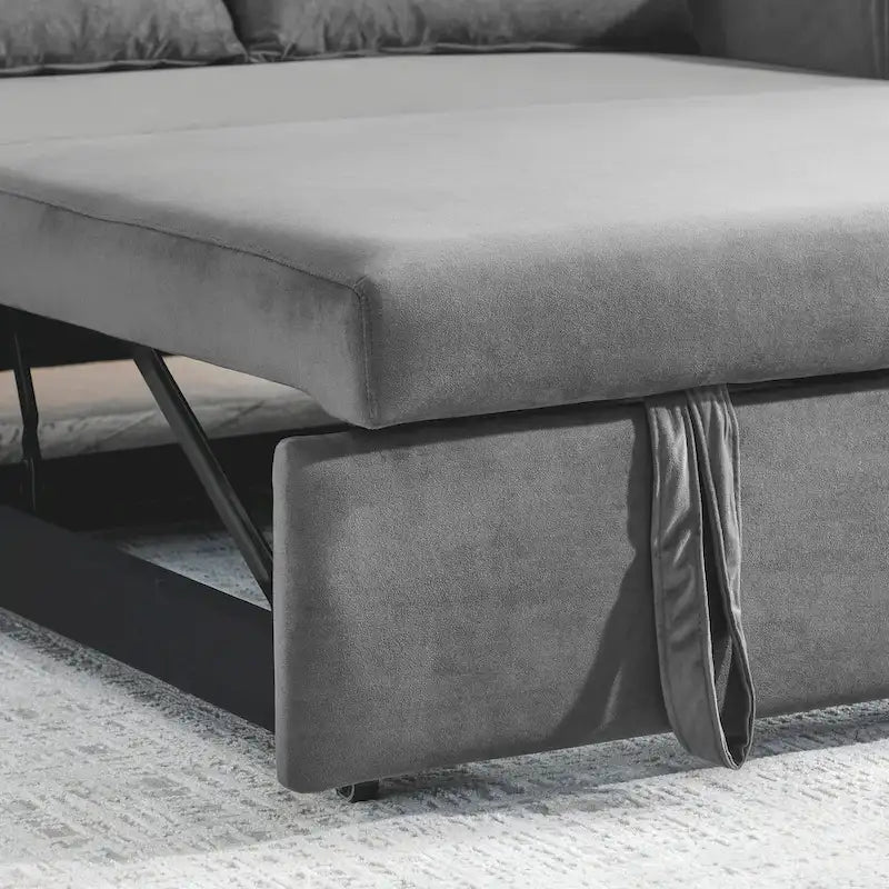 Canapé convertible moderne en velours avec 2 oreillers