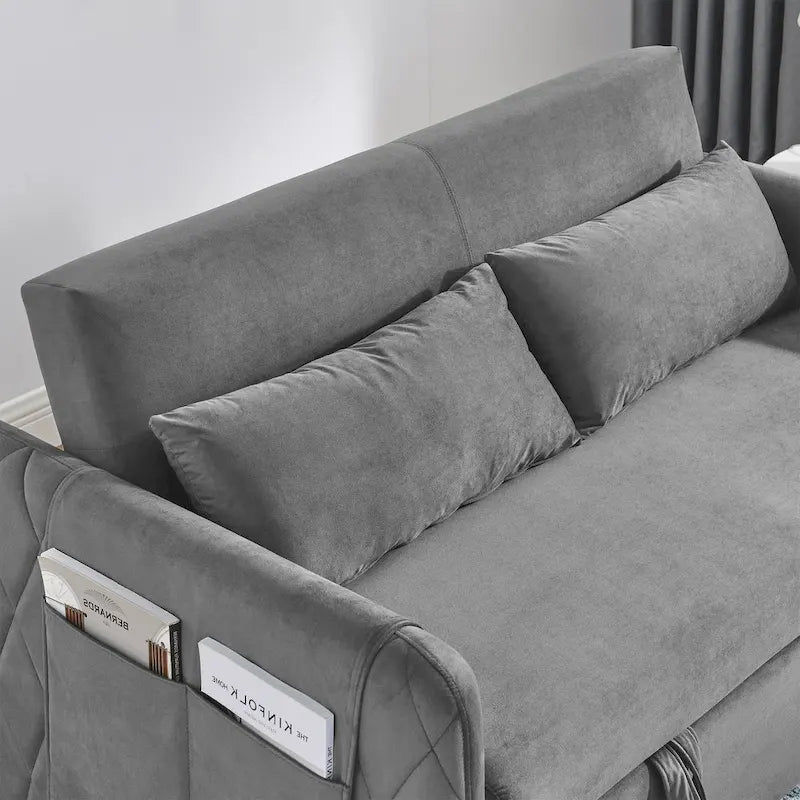 Canapé convertible moderne en velours avec 2 oreillers