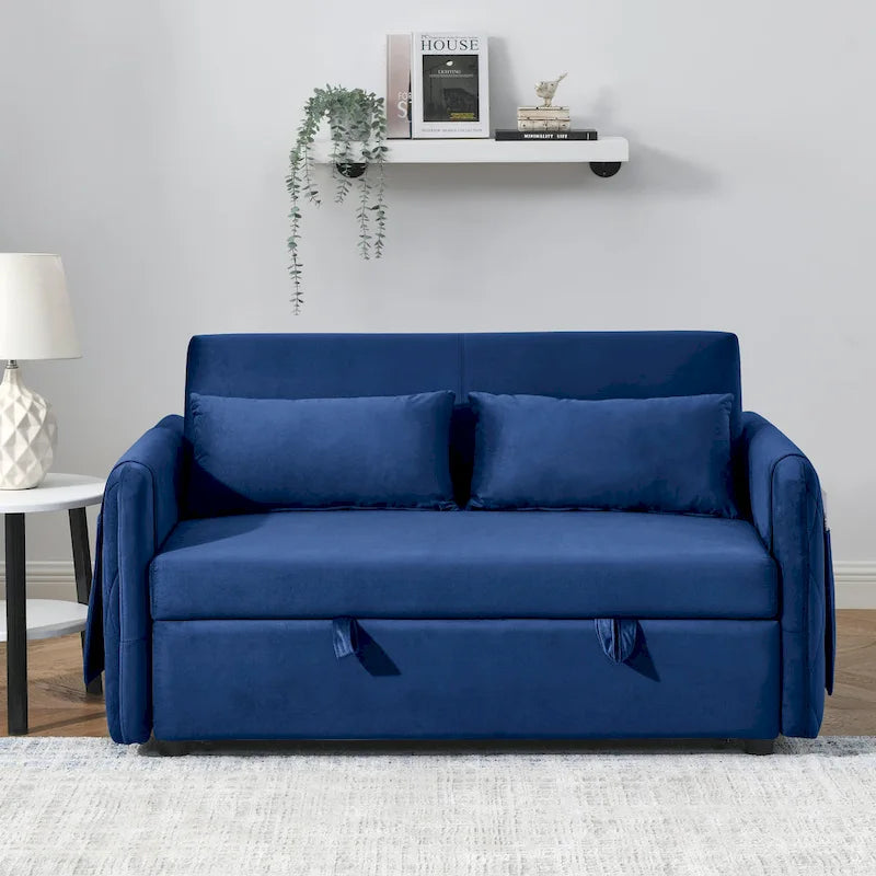 Canapé convertible moderne en velours avec 2 oreillers