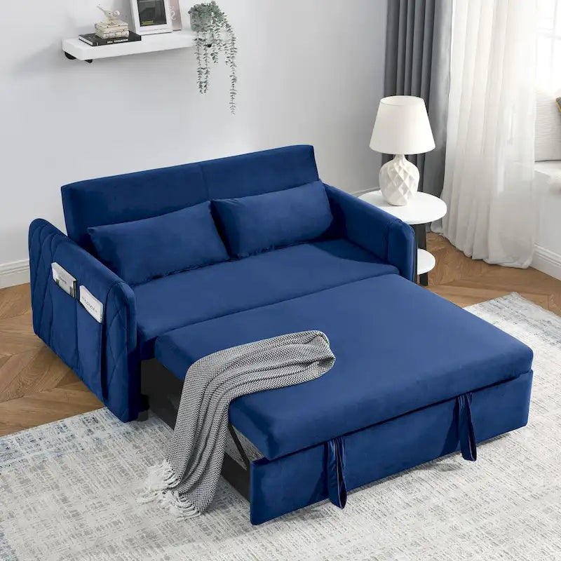 Canapé convertible moderne en velours avec 2 oreillers