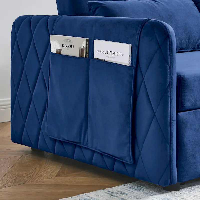 Canapé convertible moderne en velours avec 2 oreillers