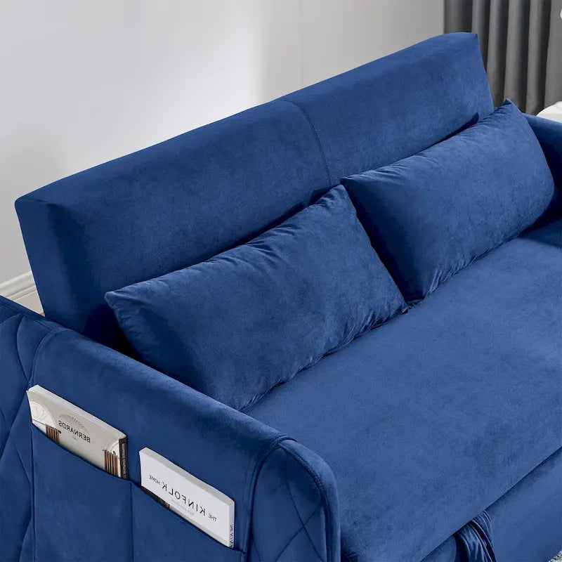 Canapé convertible moderne en velours avec 2 oreillers