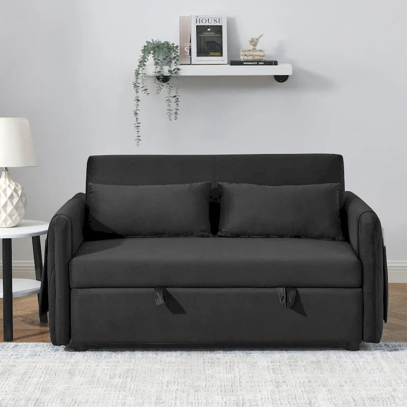 Canapé convertible moderne en velours avec 2 oreillers