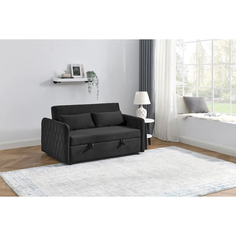Canapé convertible moderne en velours avec 2 oreillers