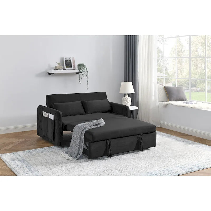 Canapé convertible moderne en velours avec 2 oreillers
