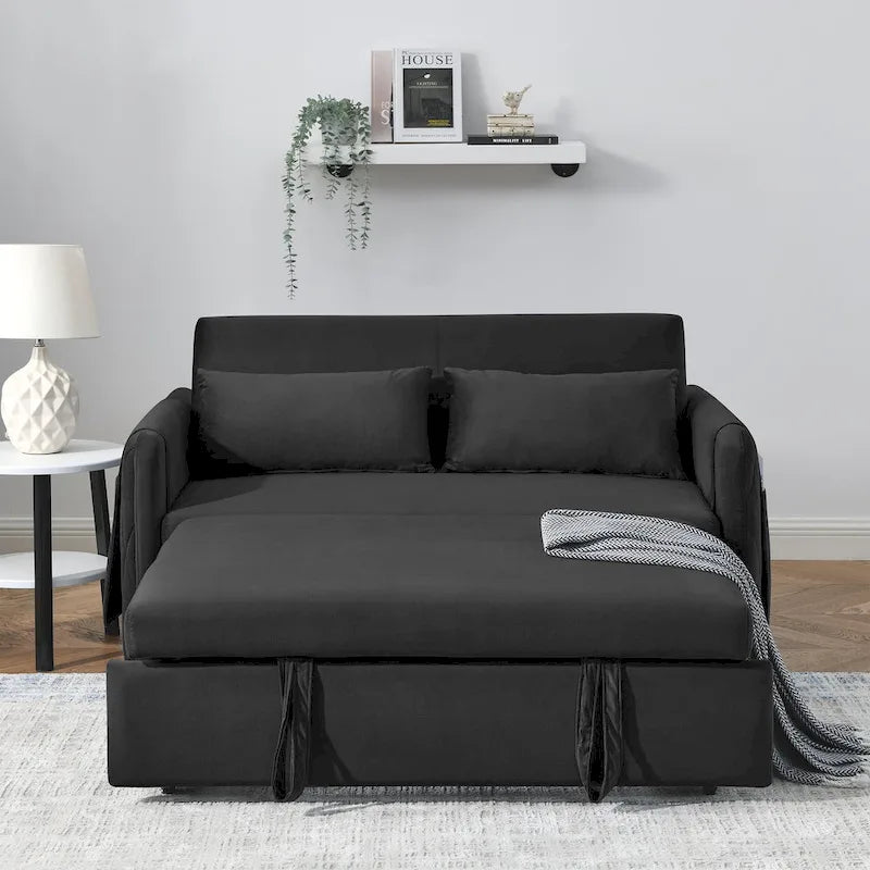 Canapé convertible moderne en velours avec 2 oreillers