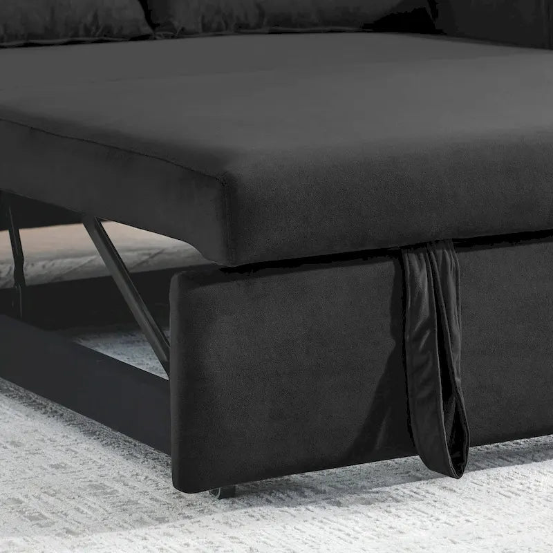 Canapé convertible moderne en velours avec 2 oreillers