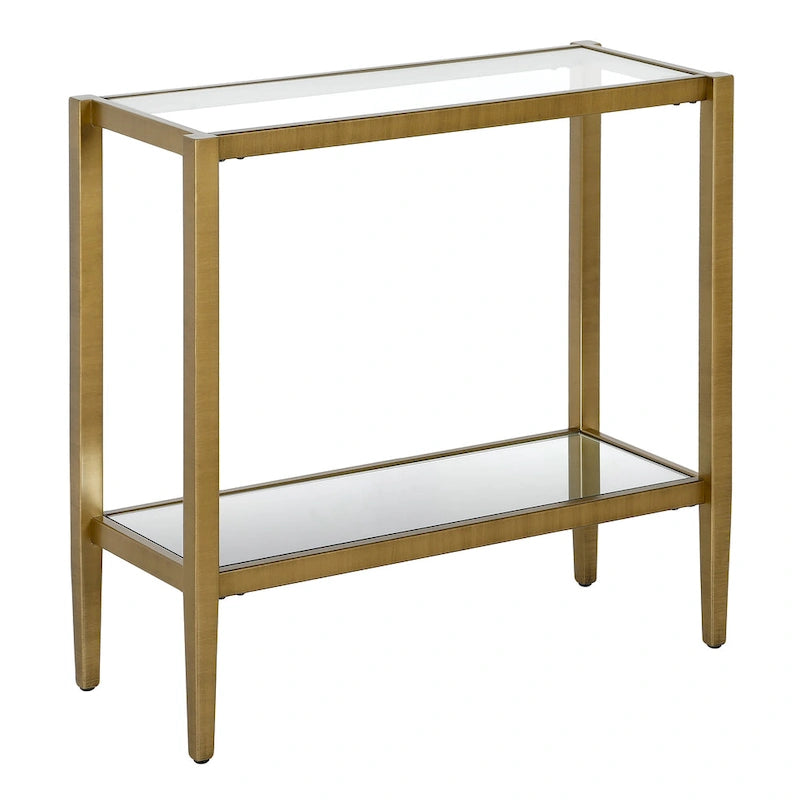 24 Table d'appoint rectangulaire avec étagère en verre