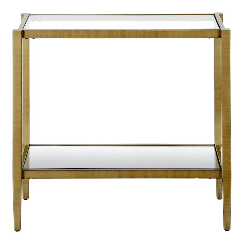 24 Table d'appoint rectangulaire avec étagère en verre