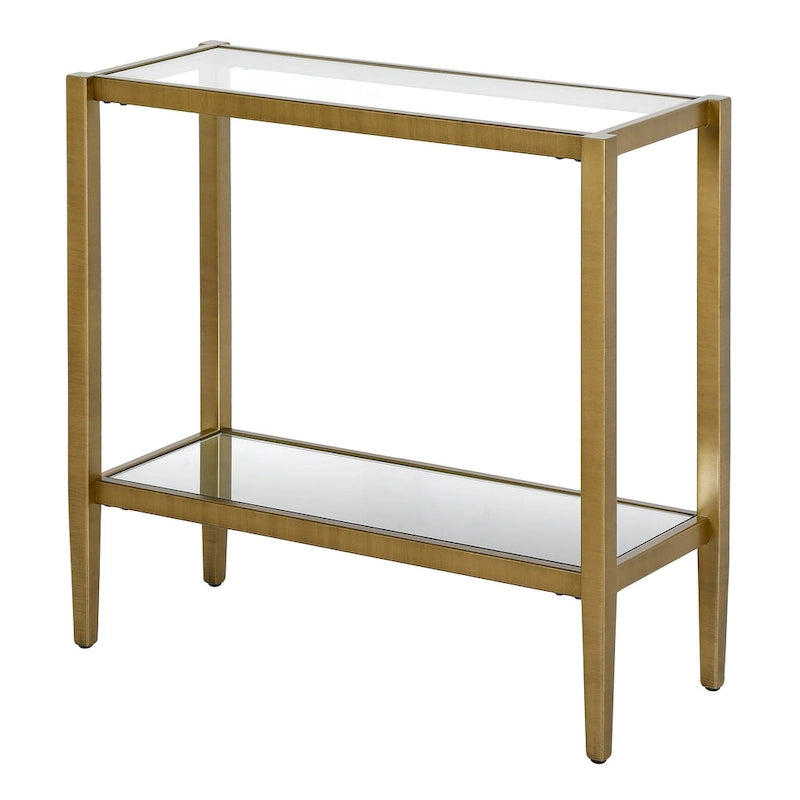 24 Table d'appoint rectangulaire avec étagère en verre