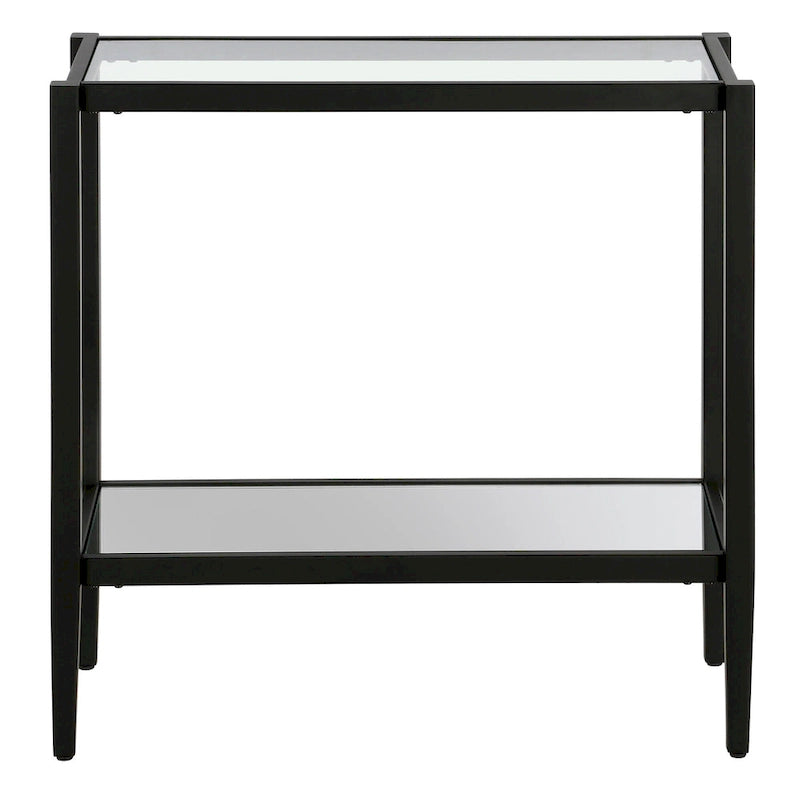 24 Table d'appoint rectangulaire avec étagère en verre