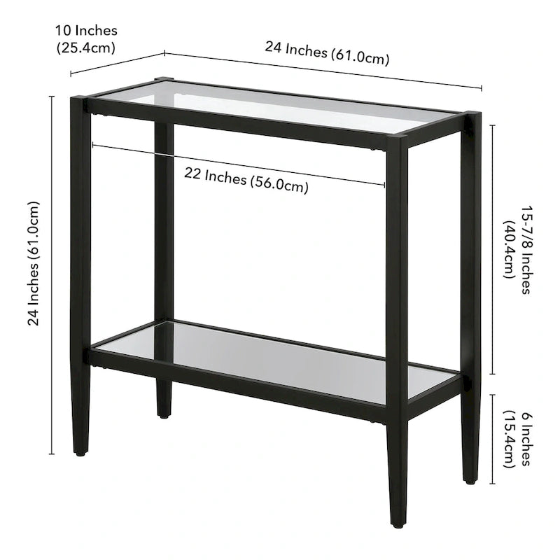 24 Table d'appoint rectangulaire avec étagère en verre
