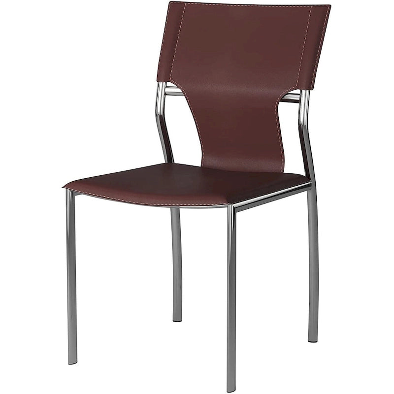 Chaise de salle à manger en cuir avec revêtement protecteur, pieds chromés, lot de 4