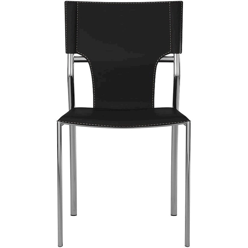 Chaise de salle à manger en cuir avec revêtement protecteur, pieds chromés, lot de 4