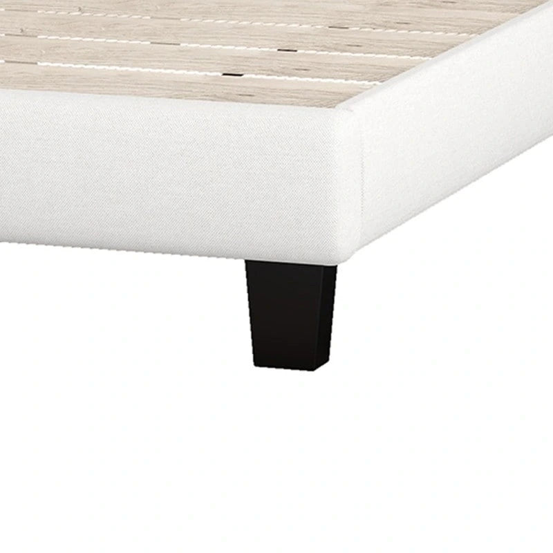 Lit rembourré moderne avec plateforme et tête de lit, grand format, cadre de lit capitonné robuste avec support à lattes en bois, beige