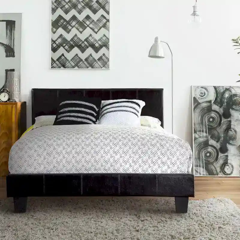 Lit plateforme moderne en similicuir