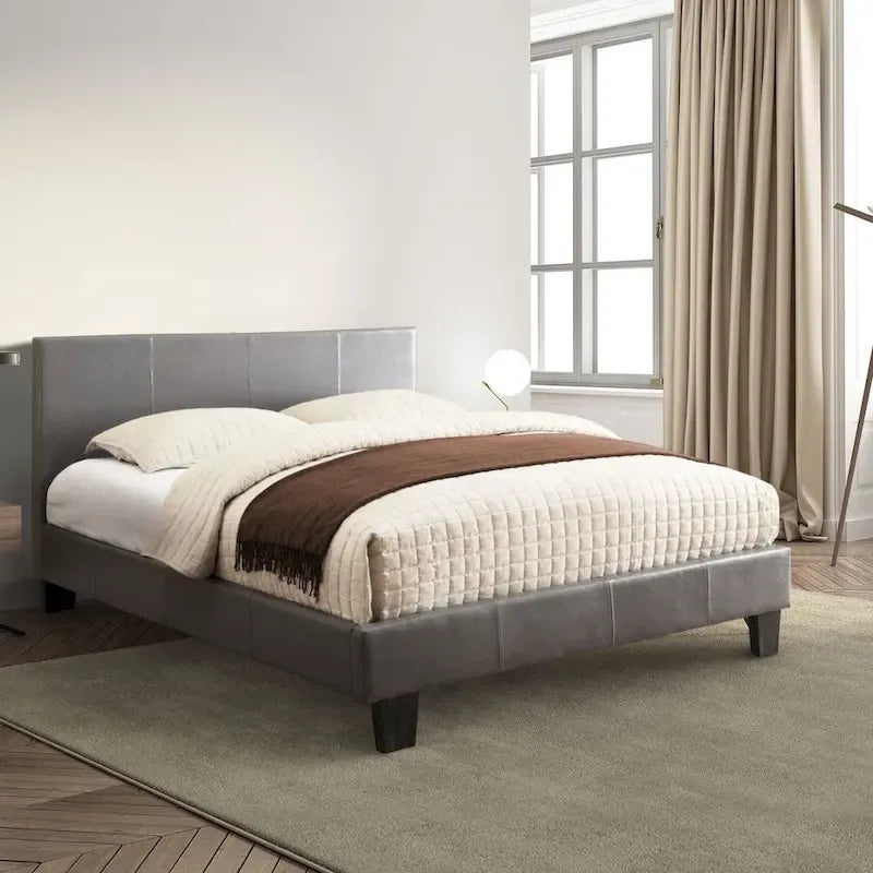 Lit plateforme moderne en similicuir
