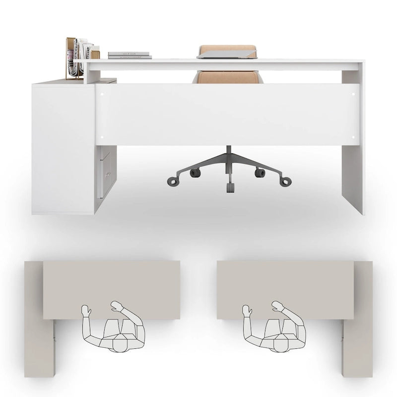 Bureau d'angle de 55 pouces pour la maison et le bureau