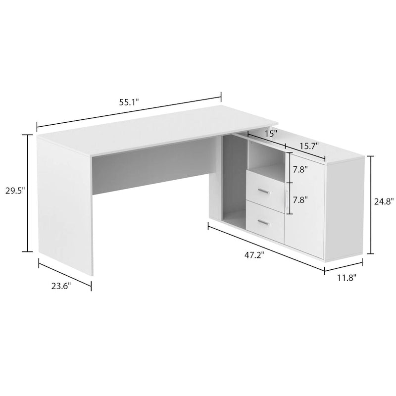 Bureau d'angle de 55 pouces pour la maison et le bureau