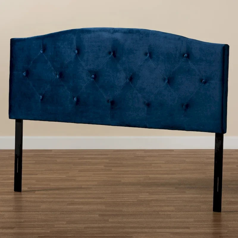 Tête de lit moderne et élégante en velours capitonné - Bleu marine