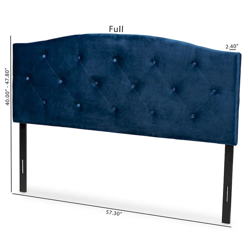 Tête de lit moderne et élégante en velours capitonné - Bleu marine
