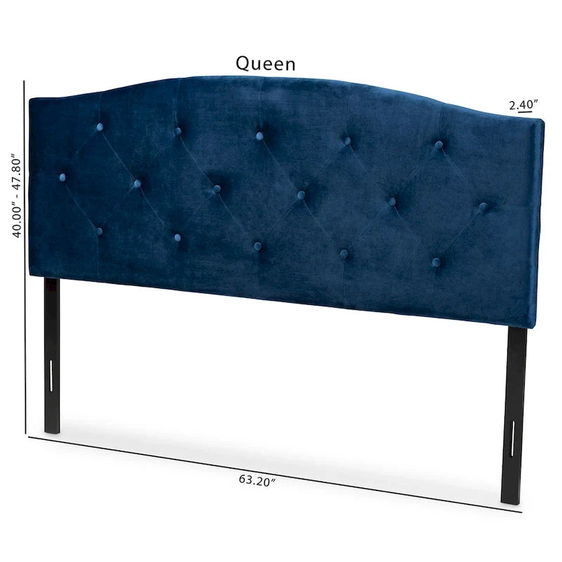 Tête de lit moderne et élégante en velours capitonné - Bleu marine
