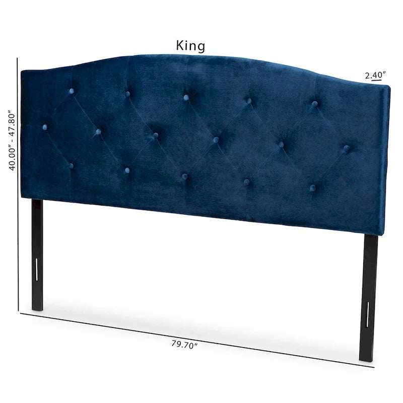 Tête de lit moderne et élégante en velours capitonné - Bleu marine