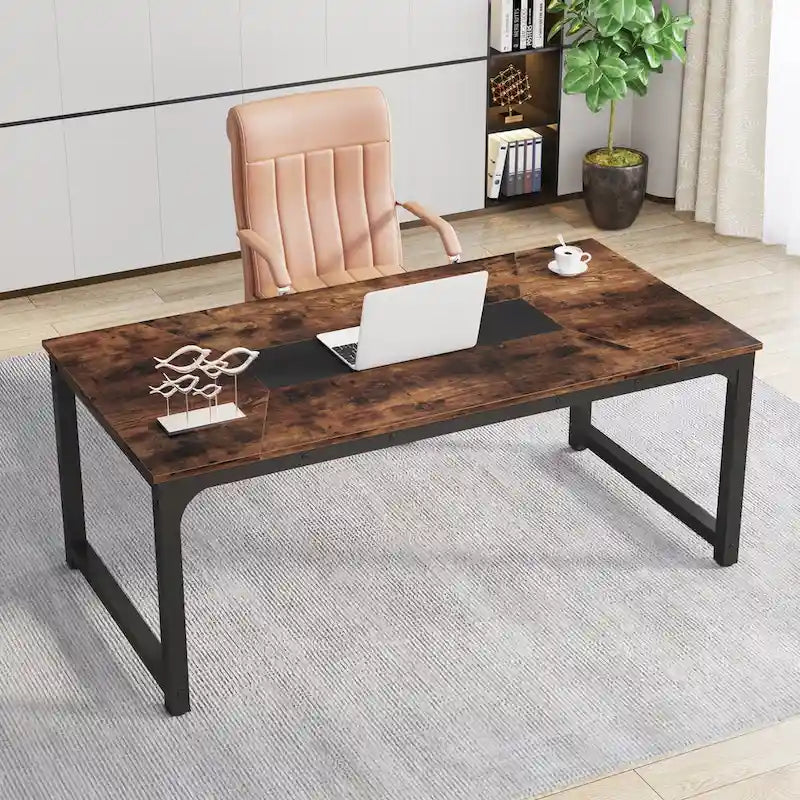Bureau d'ordinateur de grande taille 70,87, table de conférence brun rustique